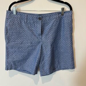 Talbots Womens Girlfriend Chino Blue Polka Dot Shorts Size 10 Preppy Academia